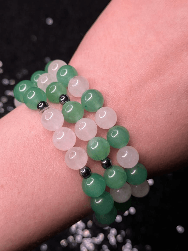 Bracelet composé quartz rose - aventurine 