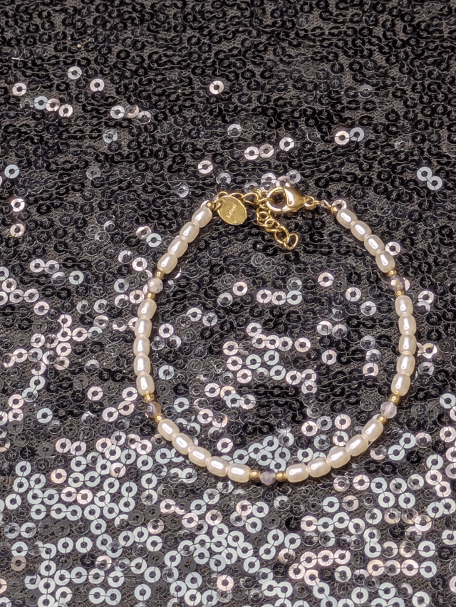Bracelet perles riz améthyste
