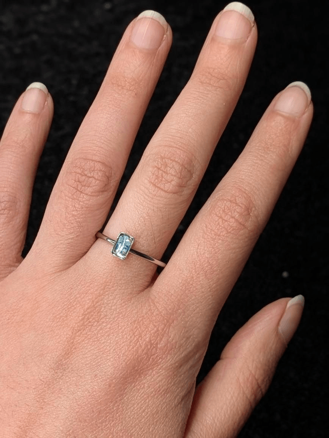 Bague fleur bleue