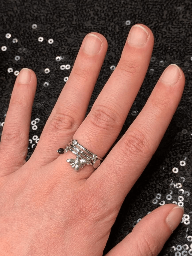 Bague breloque papillon de nuit 