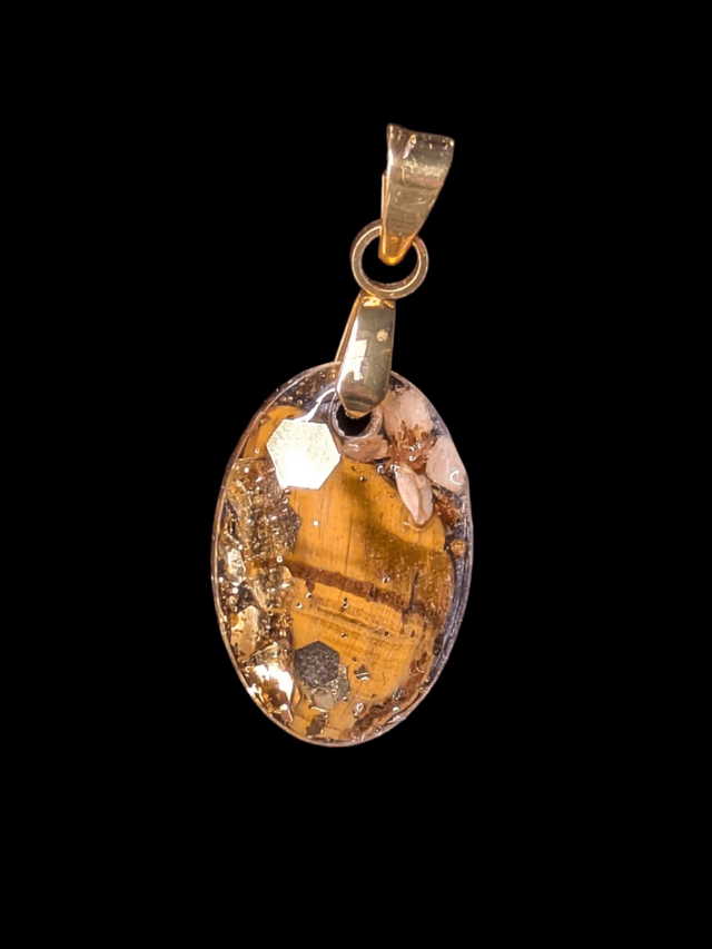 Pendentif oeil de tigre fleur 