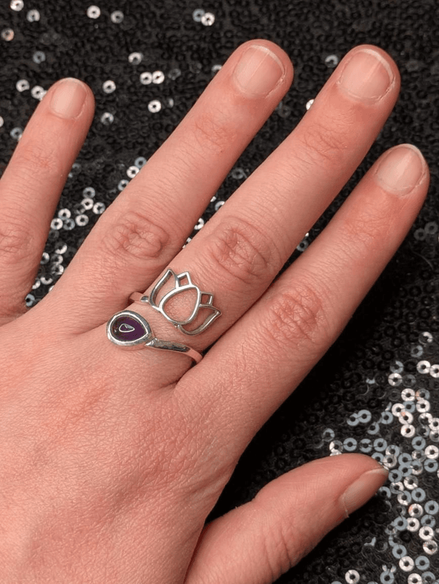 Bague améthyste lotus
