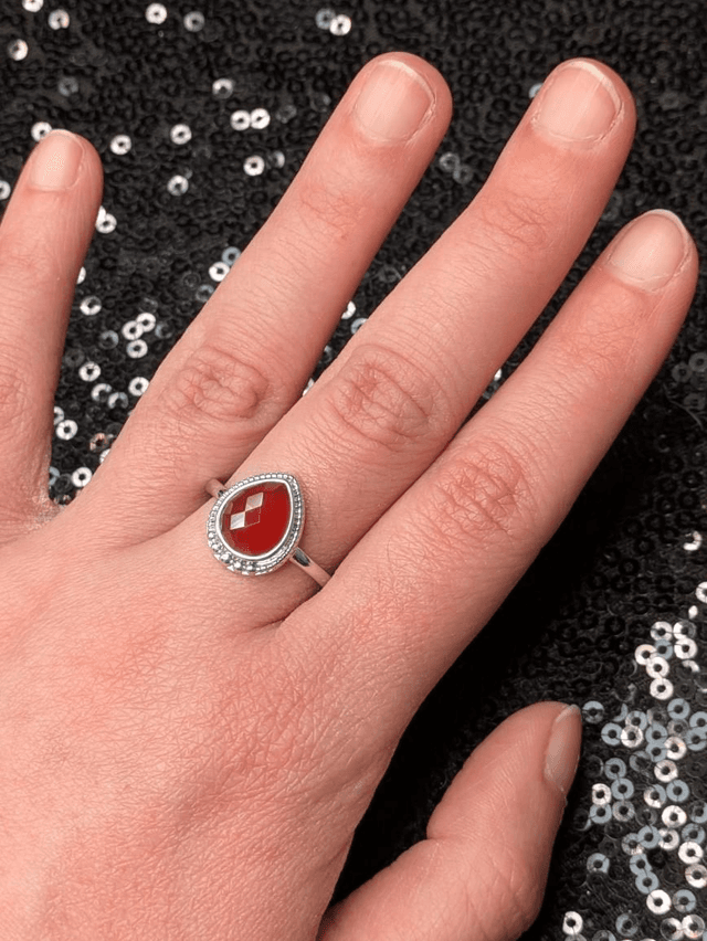 Bague agate rouge 