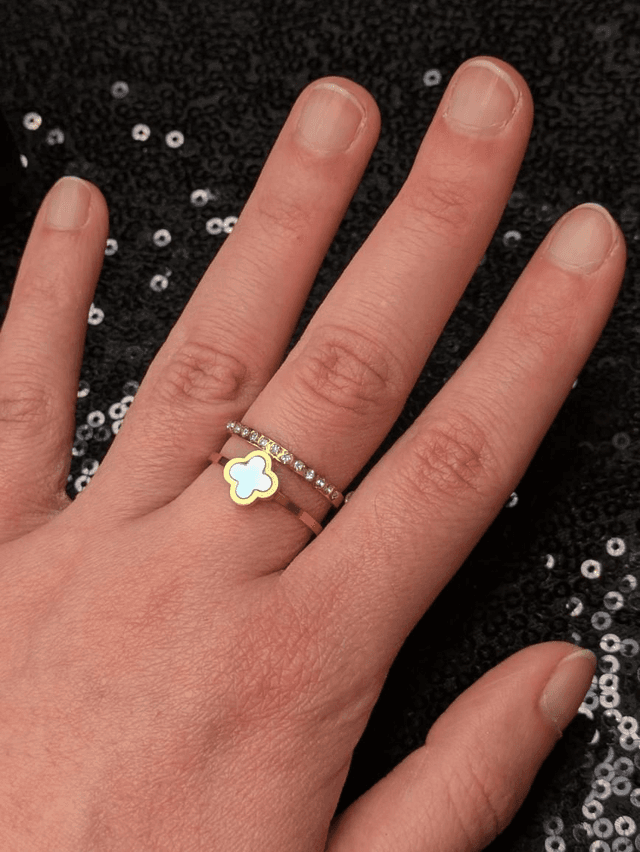 Bague nacre trèfle