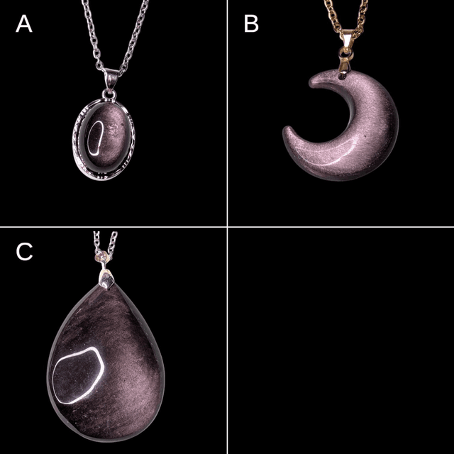 Pendentif obsidienne argenté 