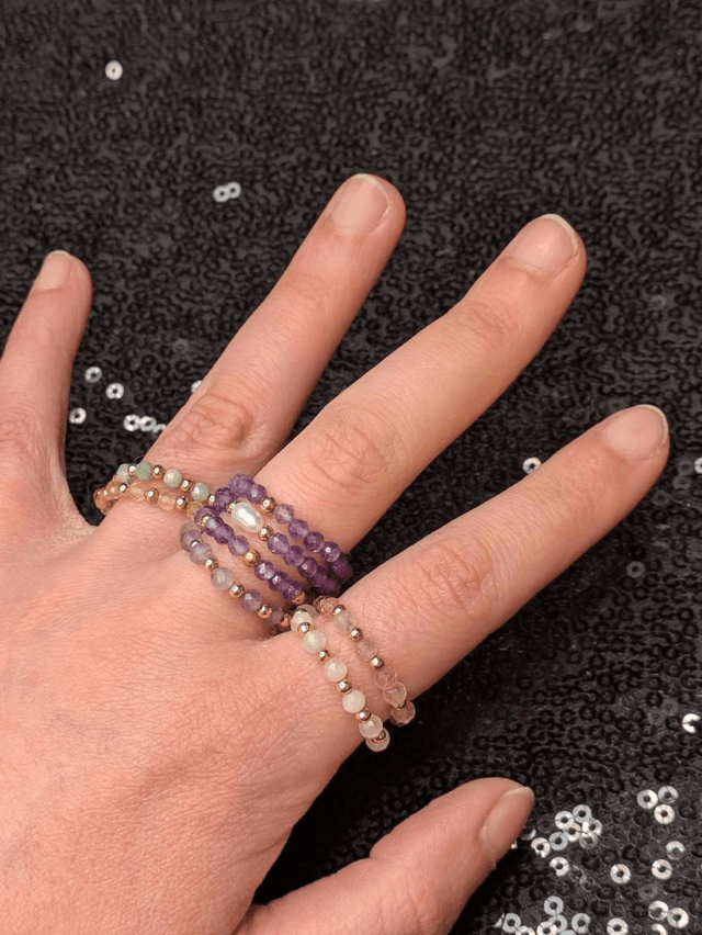 Bague pierres élastique 