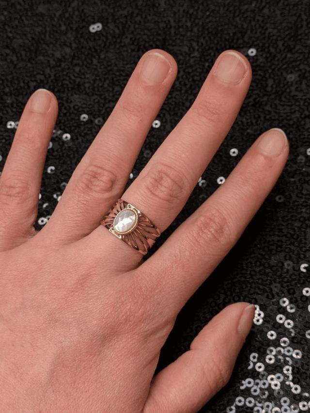 Bague nacre anneau facettes 