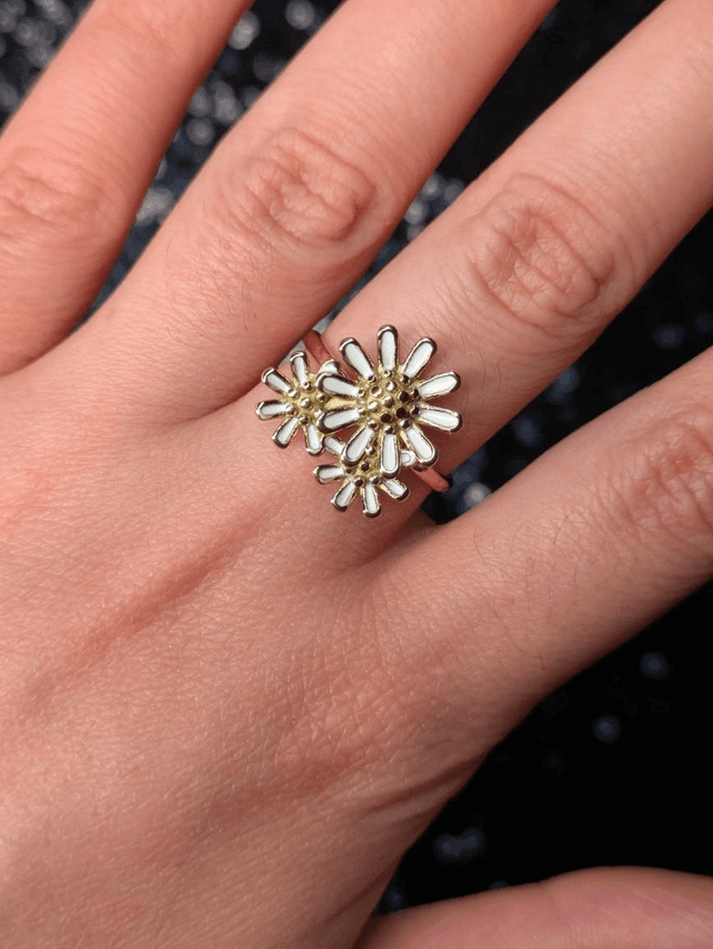 Bague email fleur marguerite 