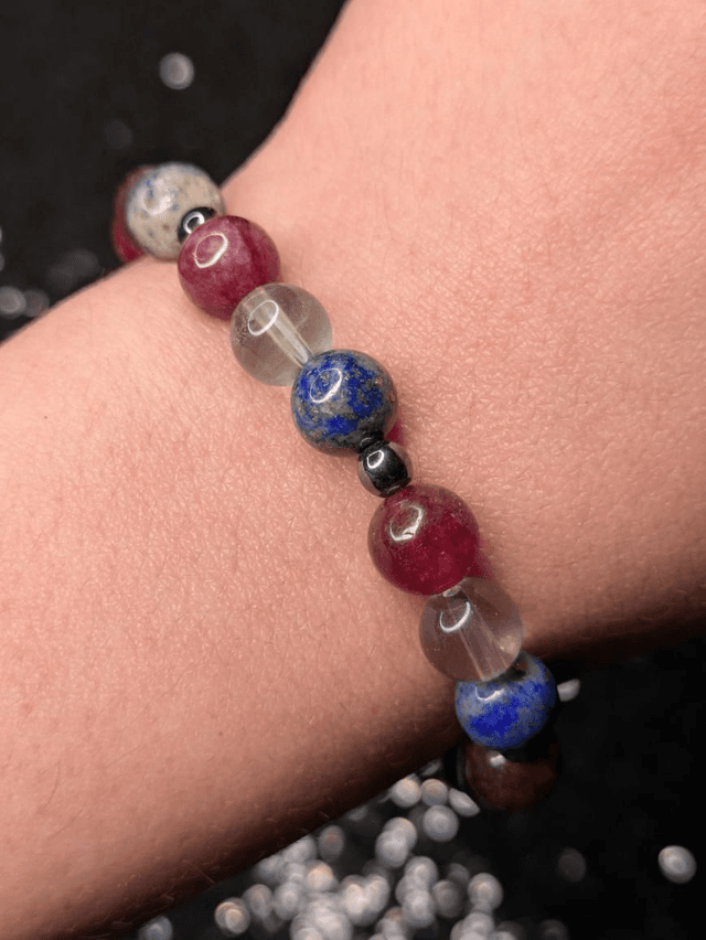 Bracelet composé grenat - fluorite - lapis lazuli 