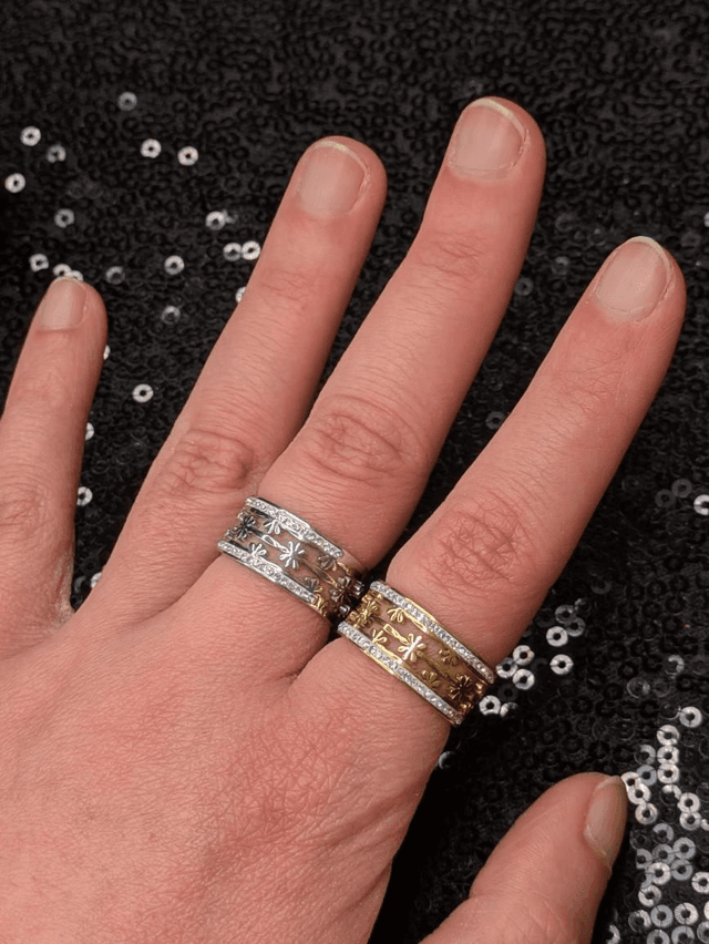 Bague anneau fleur ajouré 
