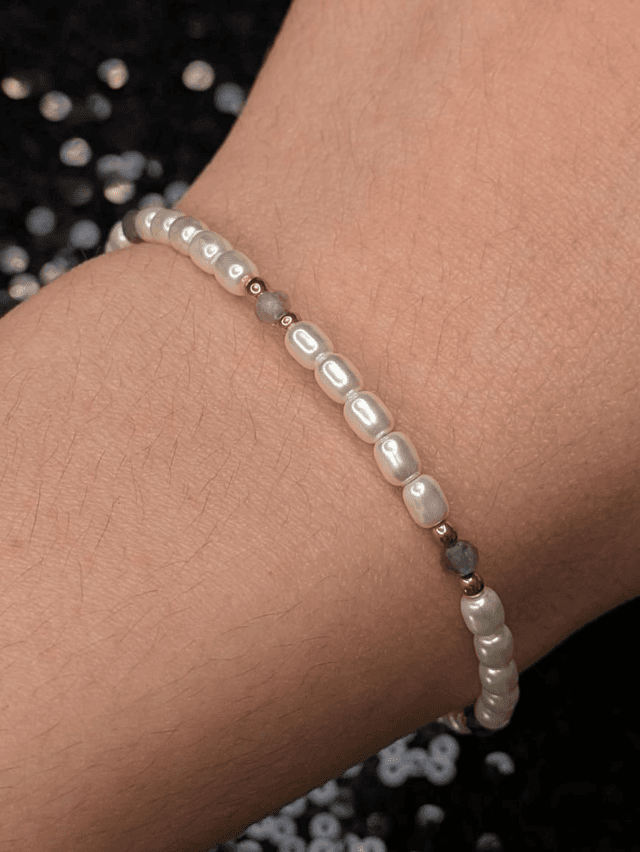 Bracelet perles riz améthyste